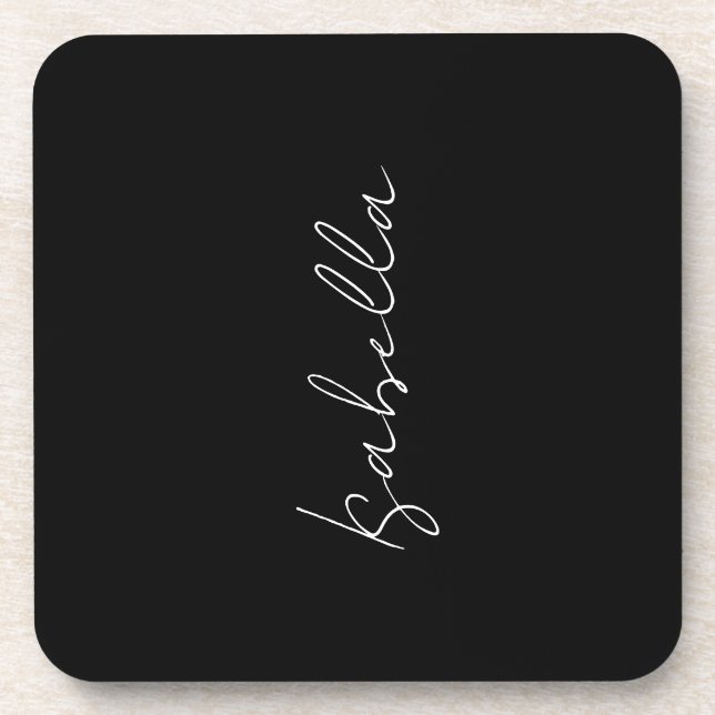 Porta-copo Caligrafia Black White Plain Creative Modern Name (Frente)