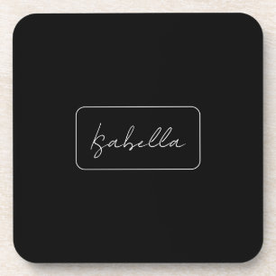 Porta-copo Caligrafia Black White Plain Creative Modern Name