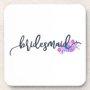 Porta-copo Caligrafia Elegante de Casamento de Bridesmaid Po