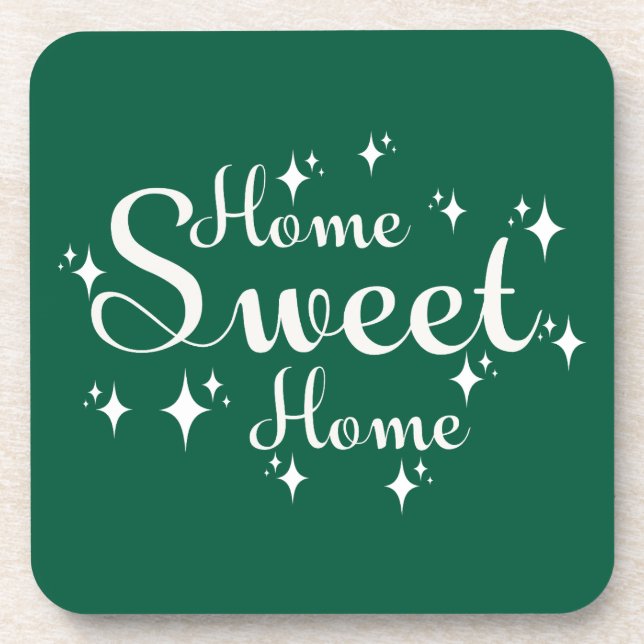 Porta-copo Caligrafia festiva e estrelas 'Casa doce' (Frente)