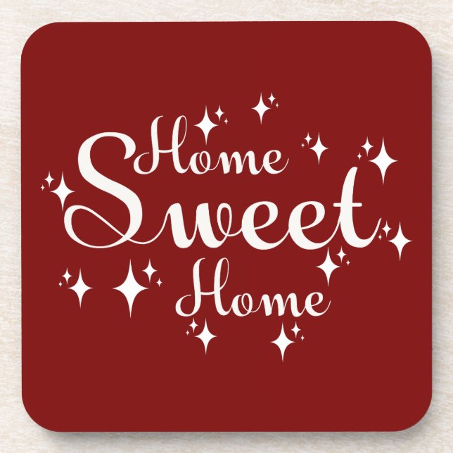 Porta-copo Caligrafia festiva e estrelas 'Casa doce' (Frente)