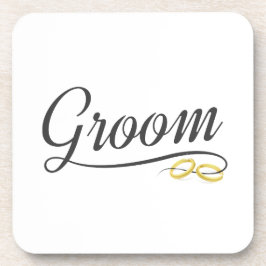 Porta-copo Caligrafia Floral Simples de Casamento de Groom |
