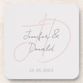 Porta-copo Caligrafia monograma de roteiro clássico da moda