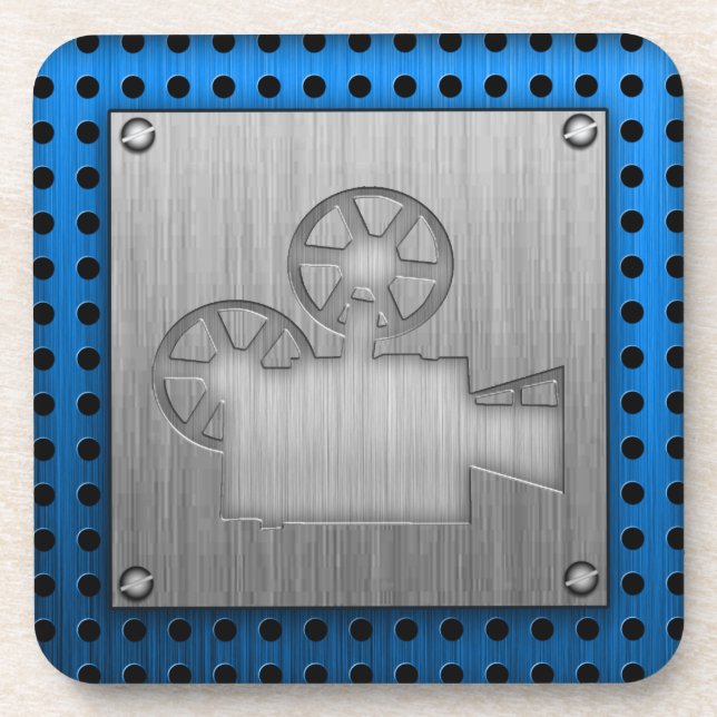 Porta-copo Câmera de filme com aspecto metálico escovado (Frente)