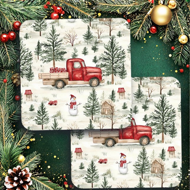 Porta-copo Caminhão Vermelho com presentes e boneco de neve (Criador carregado)