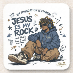 Porta-copo Camiseta feminina ADOM "Jesus Is My Rock"