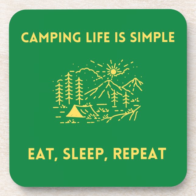 Porta-copo Camping Life é Simples, Coma, Dorme, Repita (Frente)