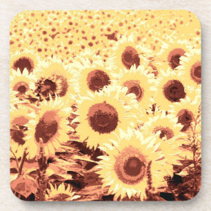 Porta-copo Campo de girassóis - castanho, ouro e amarelo