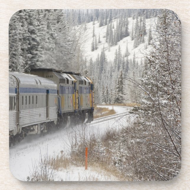 Porta-copo Canadá, Alberta. Trem de neve da VIA Rail entre (Frente)