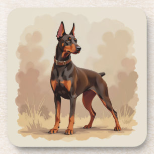 Porta-copo Cão Doberman Pinscher Marrom Ferrugem Vermelho
