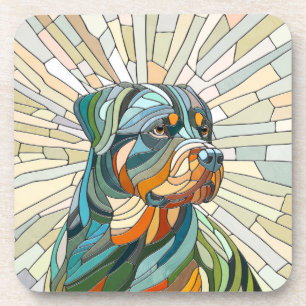 Porta-copo Cão rottweiler - arte mosaica