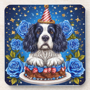 Porta-copo Cão Spaniel Celebrando Aniversário
