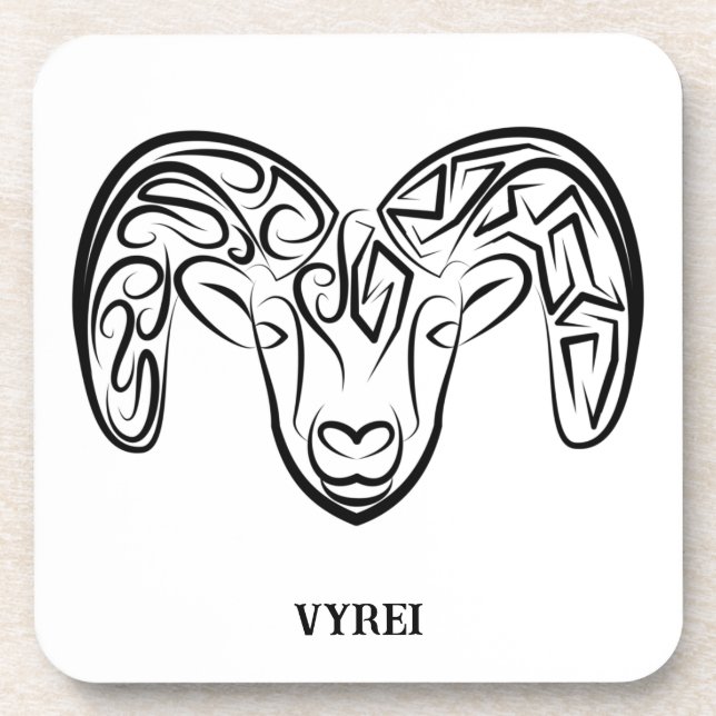 Porta-copo Capim/ovelha, tribal, preto e branco (Frente)