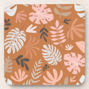 Porta-copo Caramel & Clay Pink Hawaii Folhas Tropicais