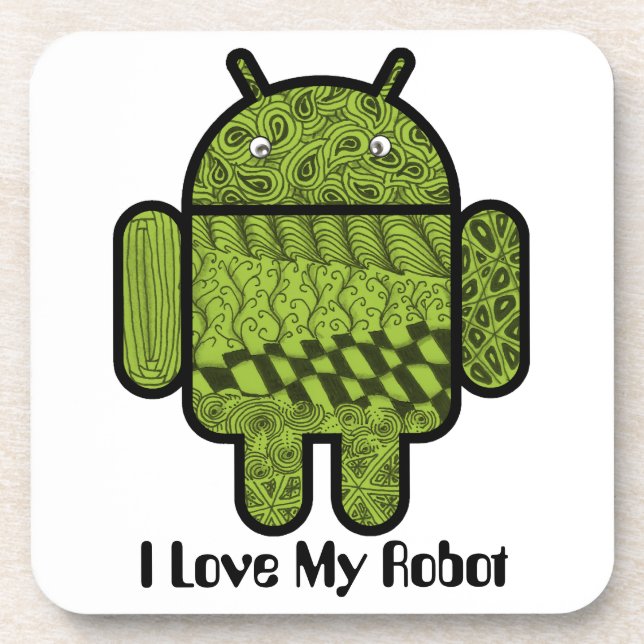 Porta-copo Caráter Paisley Doodle para o robô Android™ (Frente)