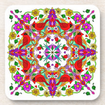 Cardeais e Flores Coloridos bonito