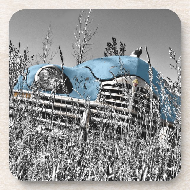 Porta-copo carro azul vintage (Frente)