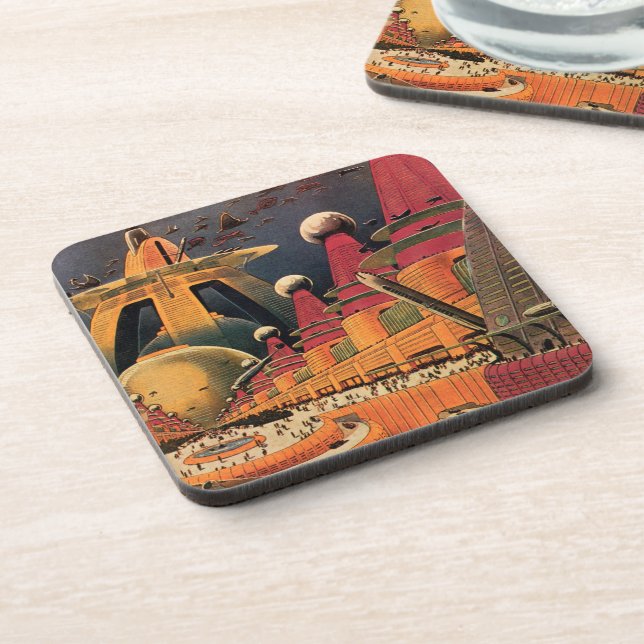 Porta-copo Carro Voador de Cidade Futurística Ficção Ciência  (Left Side)