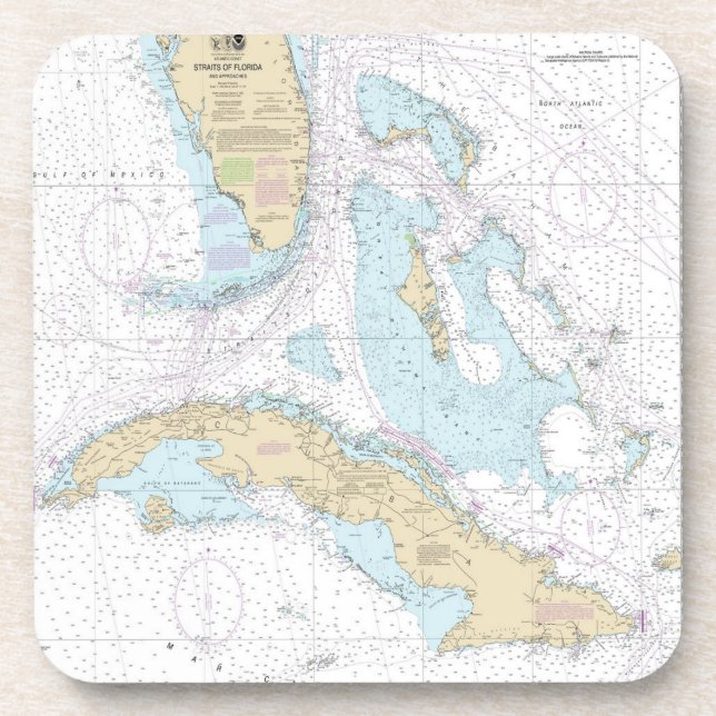 Porta-copo carta náutica para coasters. de S florida e de (Frente)