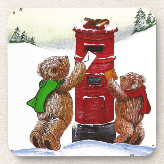 Porta-copo Cartão de Natal do Urso de Teddy (Frente)