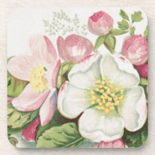 Porta-copo Cartão de Natal Vintage Retro, Flores de Maçã
