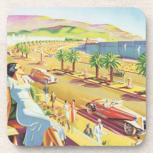 Porta-copo Cartaz de Viagem Antigo, Nice, França Riviera Fran