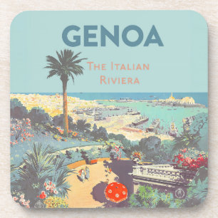 Porta-copo Cartaz de Viagem Vintage de Gênova Riviera Italian