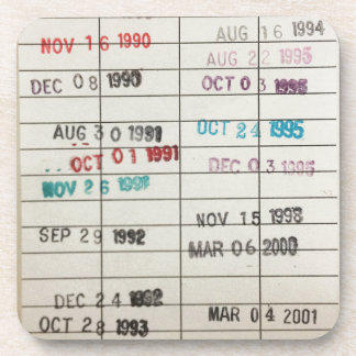 Porta-copo Cartões de data aprazada da biblioteca do vintage