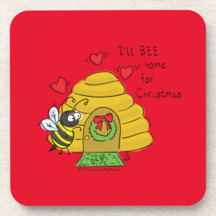 Porta-copo Cartoon de Natal Bee Engraçado Feriado