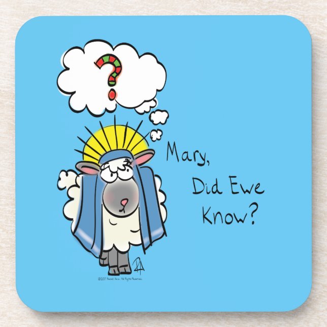 Porta-copo Cartoon de Ovelha Engraçado de Natal Cristão (Frente)