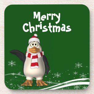 Porta-copo Cartoon Santa Claus Penguin Natal