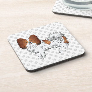 Porta-copo Cartoon Vermelho E White Papillon Cão Com patas