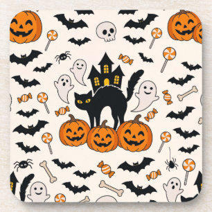 Porta-copo Casa Assombrada do Gato Preto e Abóbora de Hallowe