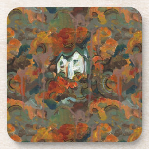 Porta-copo Casa Branca e Árvores do outono