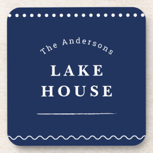 Porta-copo Casa de Lago Personalizada Azul Marinho Nome da Fa