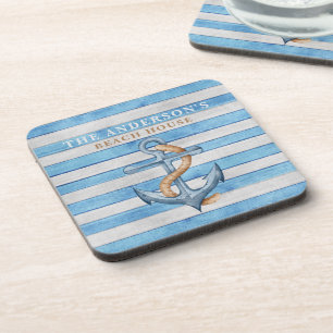 Porta-copo Casa de Praia Rústica Personalizada Listras Náutic