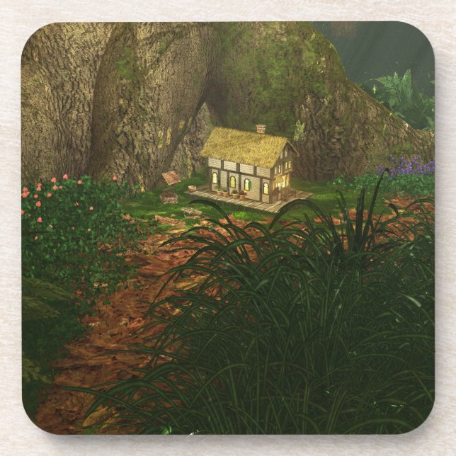 Porta-copo Casa pequena nas Portas copos da Grande Floresta (Frente)