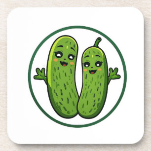 Porta-copo Casal de Pepino Fofo, Piada, Kawaii Pepinos