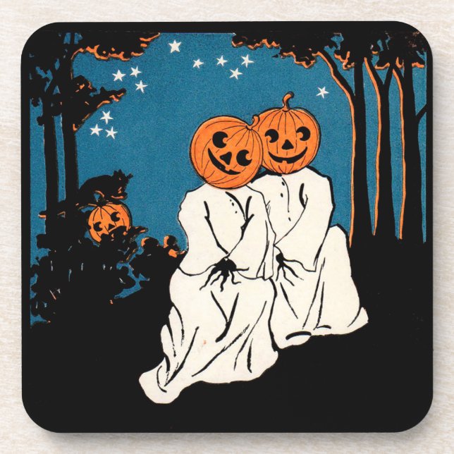 Porta-copo Casal Vintage Halloween Jack O'Lanterna (Frente)