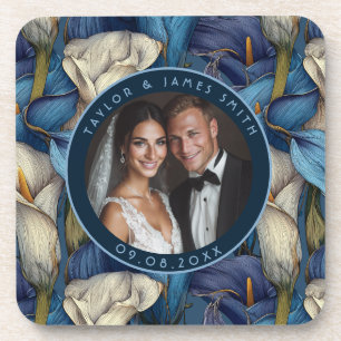 Porta-copo Casamento Botânico Pétala de Lírios de Calla Azul 