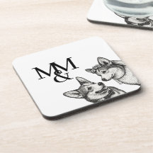 Casamento de Corgi Whimsical Vintage Preto e Branc