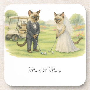 Porta-copo Casamento de Golfe para Amantes de Gatos estilo aq