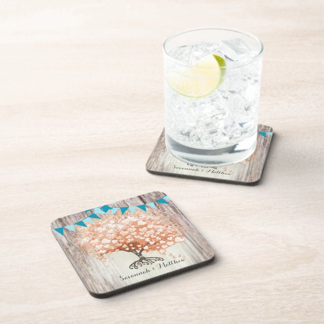 Porta-copo Casamento de Madeira Chic-Barn Blue Bunting Countr (Lado Direito)