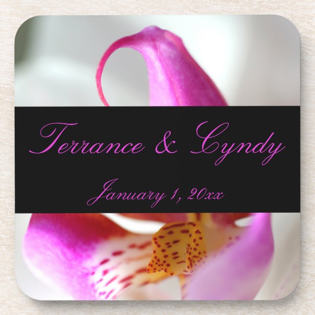 Porta-copo Casamento Pessoal da Orquídea Branca de dentro (Frente)