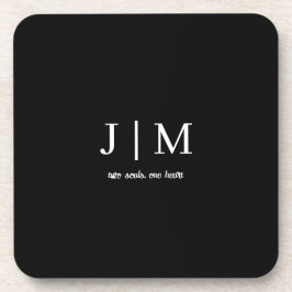 Porta-copo Casamento Preto e Branco Texto Personalizável