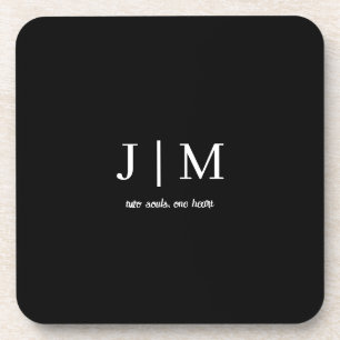 Porta-copo Casamento Preto e Branco Texto Personalizável