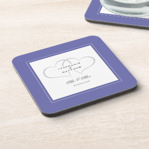 Porta-copo Casamento Sr. e Sra. Muito Peri Blue Elegant Heart