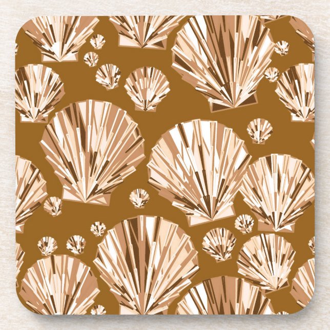 Porta-copo Castanho de Chocolate e Conchas de Beige (Frente)