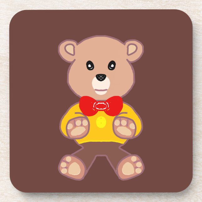 Porta-copo Castanho-do-urso-peludo, branco-vermelho, bege-beg (Frente)