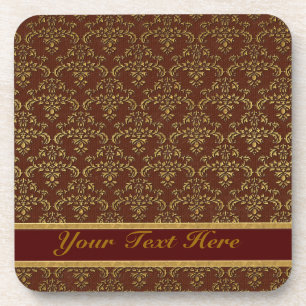 Porta-copo Castanho e Cor damasco Dourada